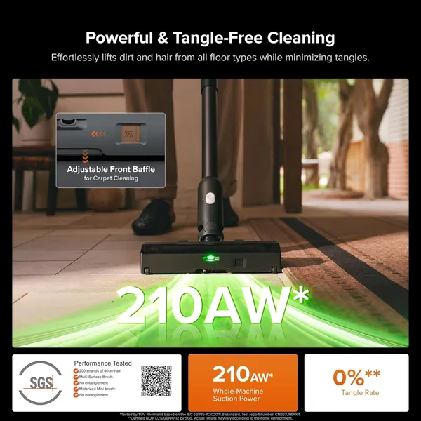 Roborock H60 Hub Ultra Cordless Stick Vacuum – 210AW Suction, Auto-Empty Dock & 140° Green Light Detection