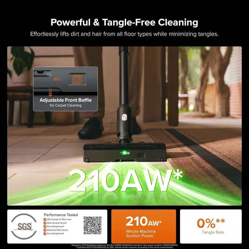 Roborock H60 Hub Ultra Cordless Stick Vacuum – 210AW Suction, Auto-Empty Dock & 140° Green Light Detection