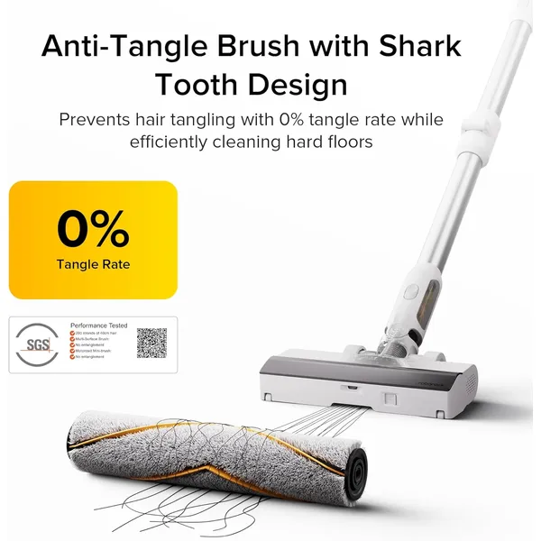 Roborock H60 Cordless Stick Vacuum – 115AW Suction, 90° Bendable Wand & 140° Green Light Detection