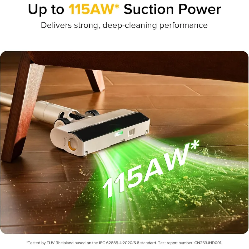 Roborock H60 Cordless Stick Vacuum – 115AW Suction, 90° Bendable Wand & 140° Green Light Detection