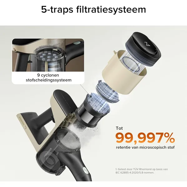 Roborock H5 Cordless Stick Vacuum – 158AW Suction, 1.55kg Lightweight & 99.997% HEPA Filtration