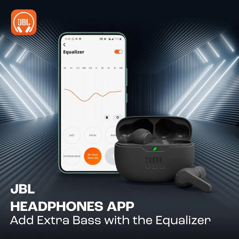 JBL Wave Beam True Wireless Earbuds – 32H Playtime, 8mm Deep Bass, IP54 & Smart Ambient Technology