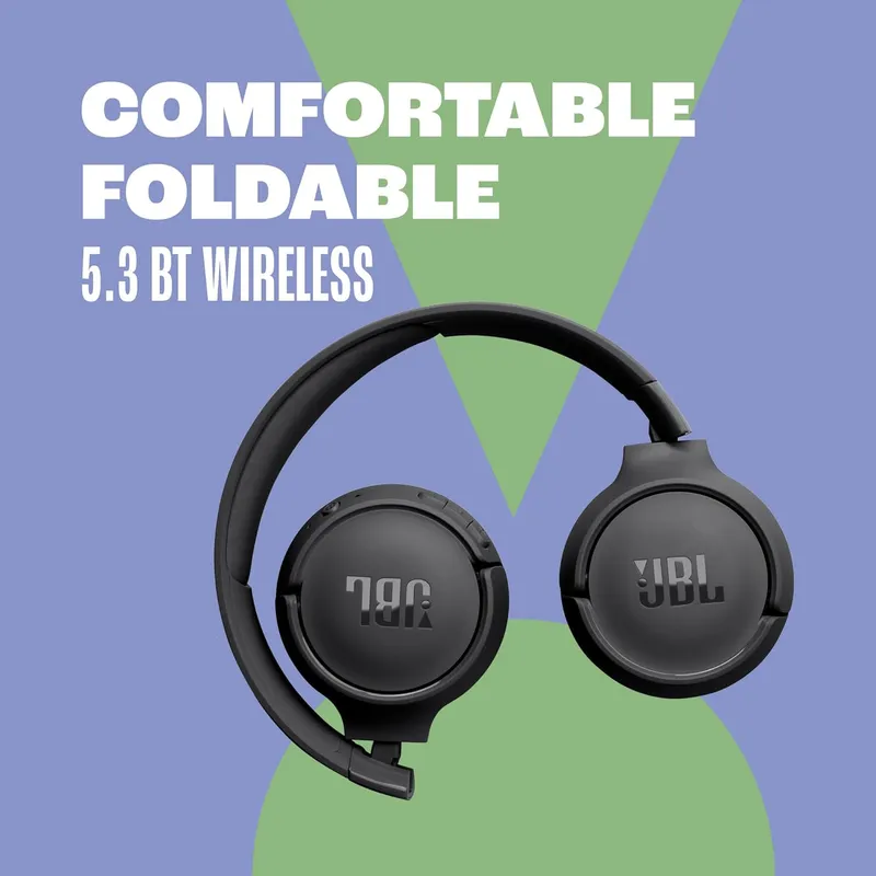 JBL Tune 520BT Wireless On-Ear Headphones – 57H Playtime, 32mm Pure Bass, Bluetooth 5.3 & Voice Aware
