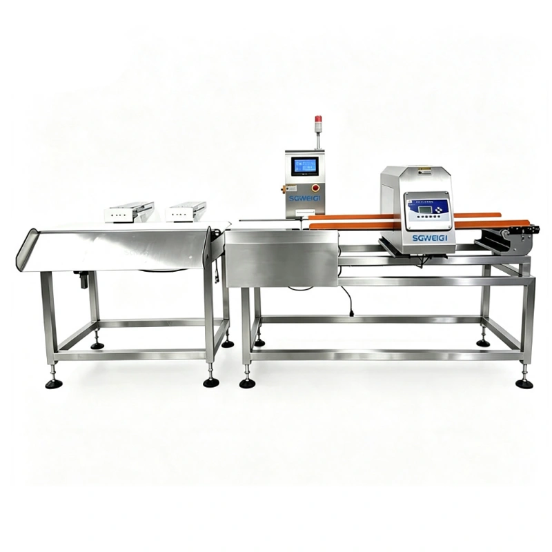Production Line Compact Metal Detector and Checkweigher with Rejector System