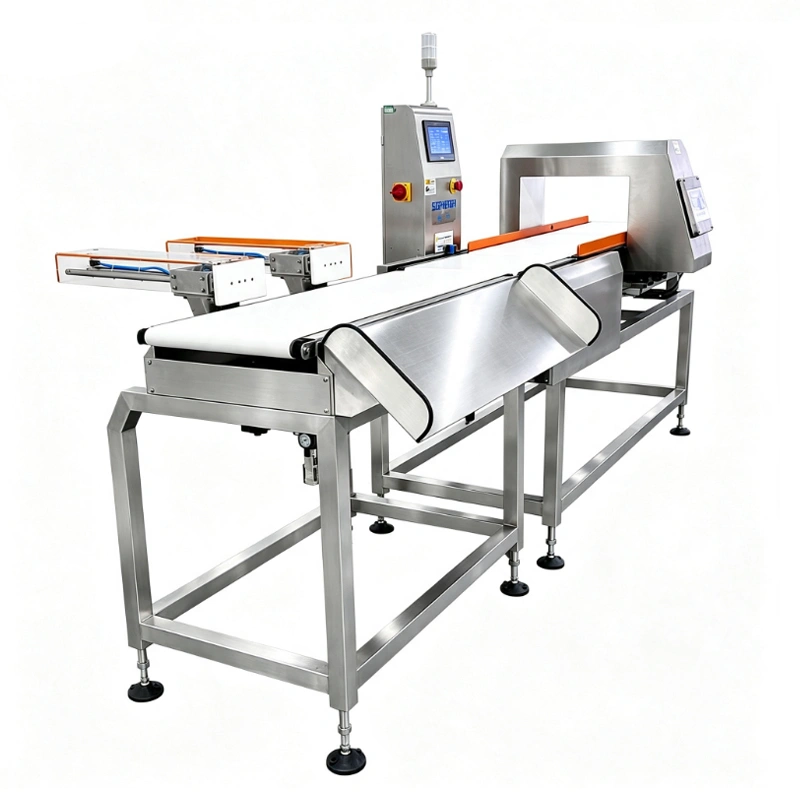 Production Line Compact Metal Detector and Checkweigher with Rejector System