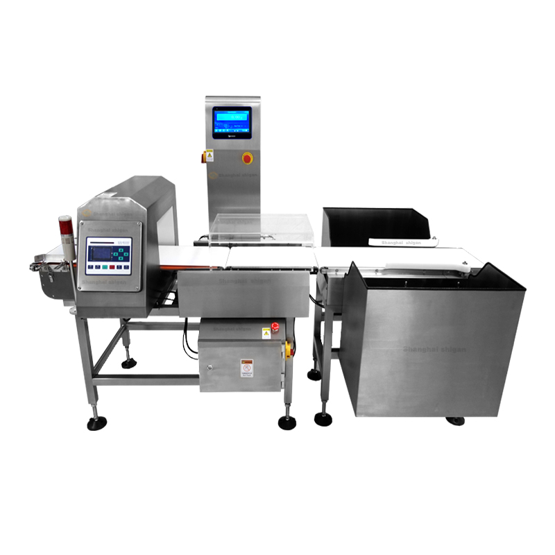 Metal detector combined with online checkweigher