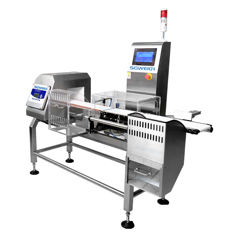 Combinación de detector de metales con controlador de peso para la industria de galletas