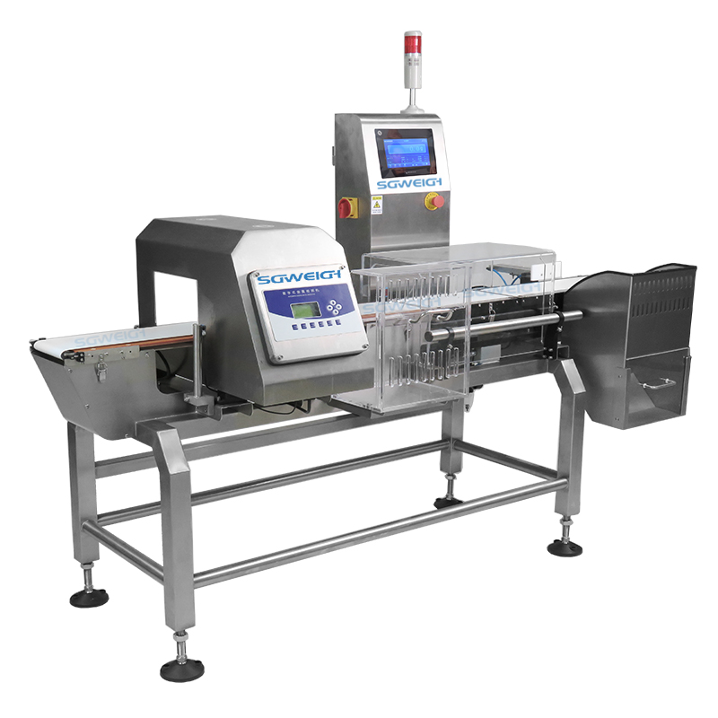 Combinación de detector de metales con controlador de peso de alimentos farmacéuticos