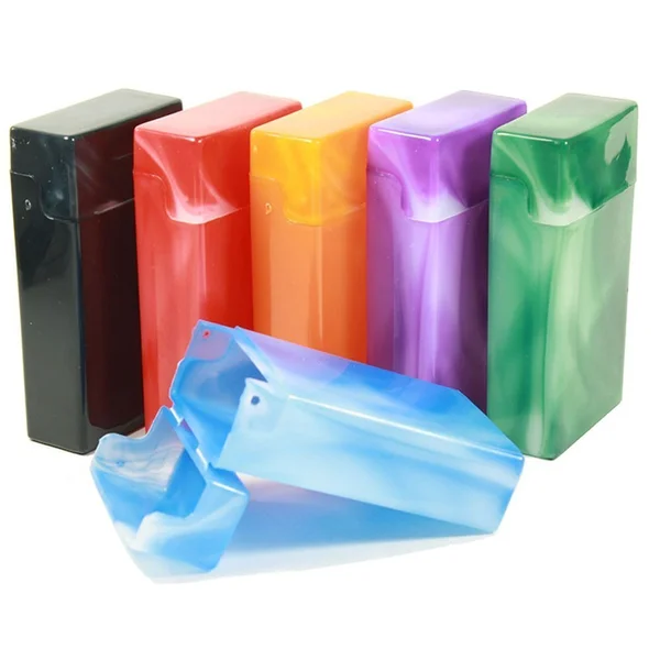 King Size Flip to Open Plastic Cases Marbled Multi Color Holders Box