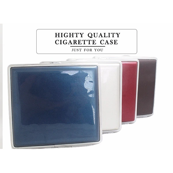 personalized pocket metal cigarette case net pu lether design 