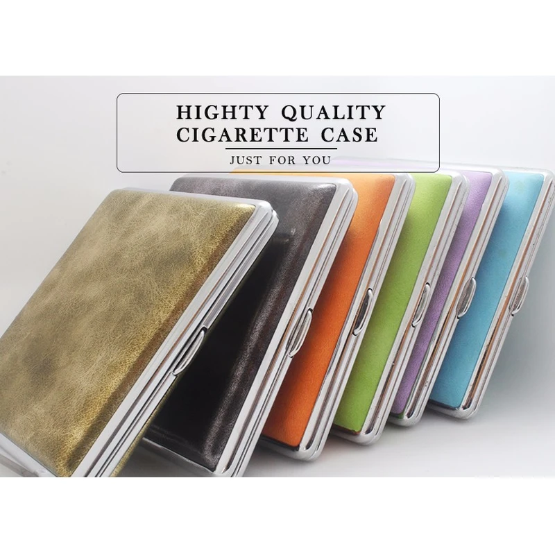 Pu leather cigarette holder box case for 85mm cigarettes