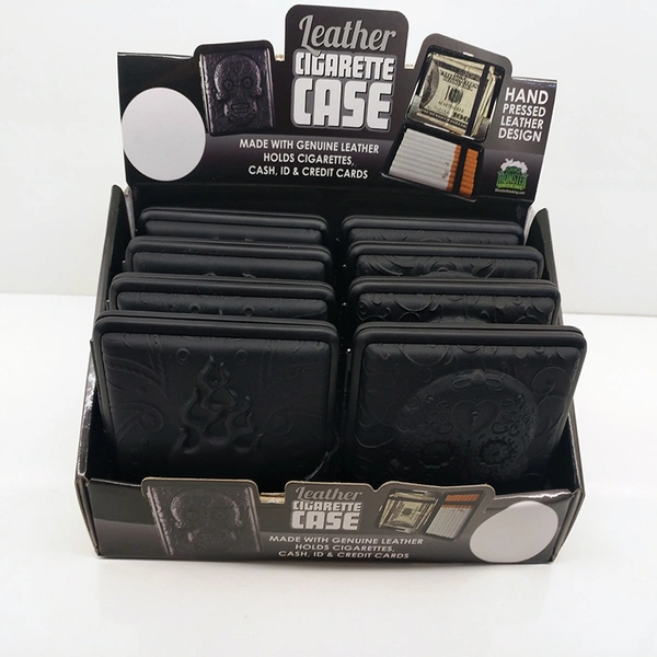 Stereoscopic pattern Genuine leather metal cigarette case box cigar holder 