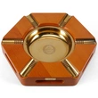  high quality boutique gold hexagon metal wood luxury 6 cigars ashtray for party