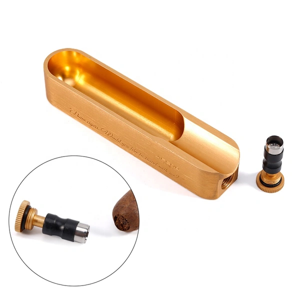 custom aluminium metal single portable travel cigar ashtray with cigar punch cutter