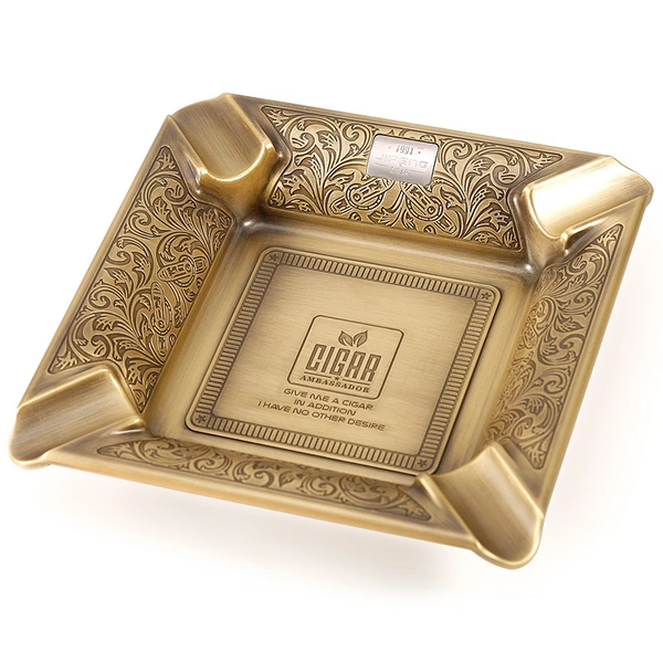 desktop bronze zinc alloy metal boutique square foldable cigar ashtray accessories for bar