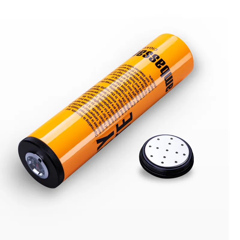  aluminium metal travel custom 3 cigar tube with hygrometer