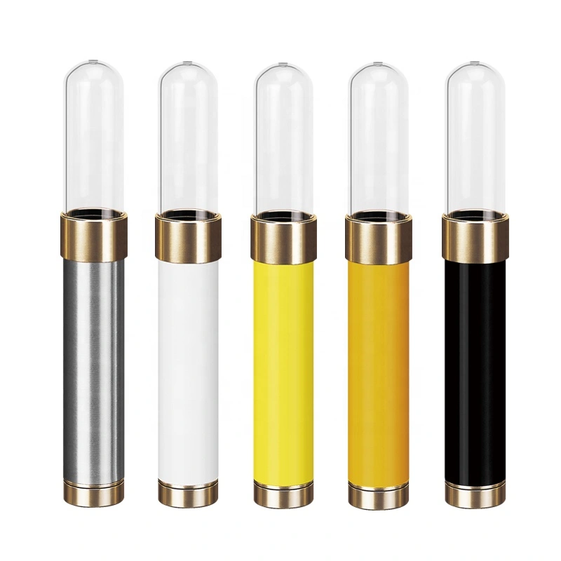 aluminium metal and transparent cigar humidor tube with humidifier D2.5*H20cm