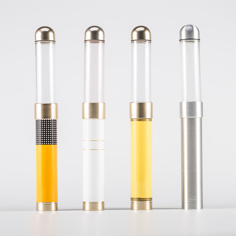 transparent Cigar aluminium humidor tube with cigar punch
