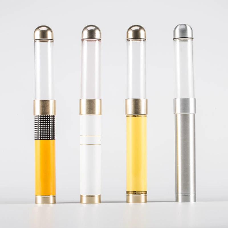 transparent Cigar aluminium humidor tube with cigar punch