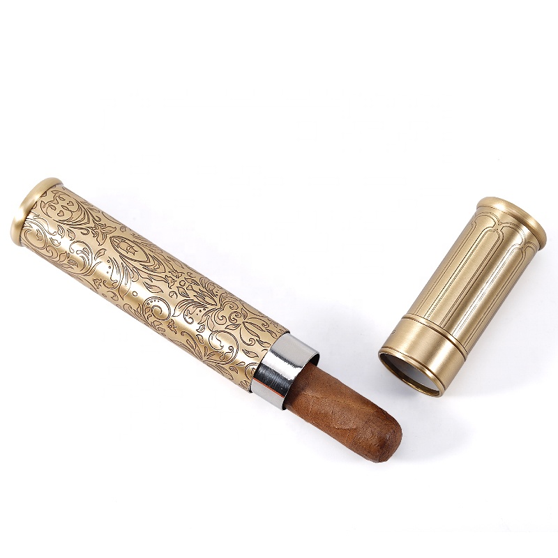 large size single copper stainless steel metal luxury cigar tube for 61