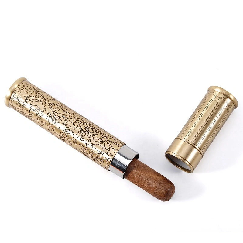  large size single copper stainless steel metal luxury cigar tube for 61 ring gauge cigar
