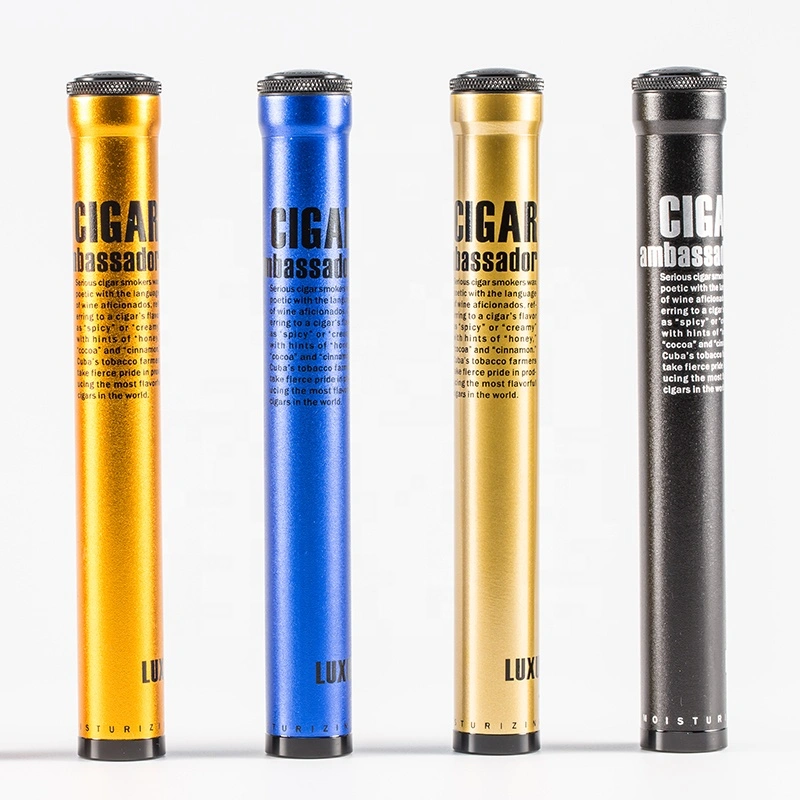 JIFENG aluminium single cigar tube with humidifier on lid cigar holder