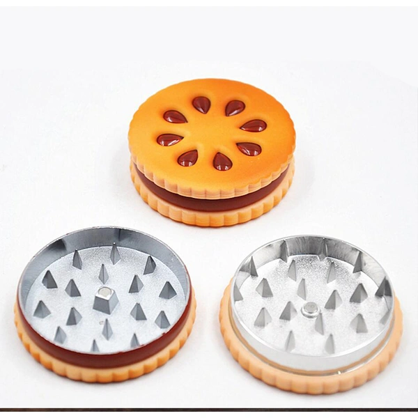 Hot Sale 55mm Cookie Shape Biscuit Metal Grinder Tobacco Crusher Dried Flowers Herbs Home 