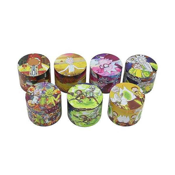 4 layers Aluminum Creative cartoon pattern Clear Top Herb Grinder 40mm Metal Smoking Accessory Tobacco Herb Weed Grinder