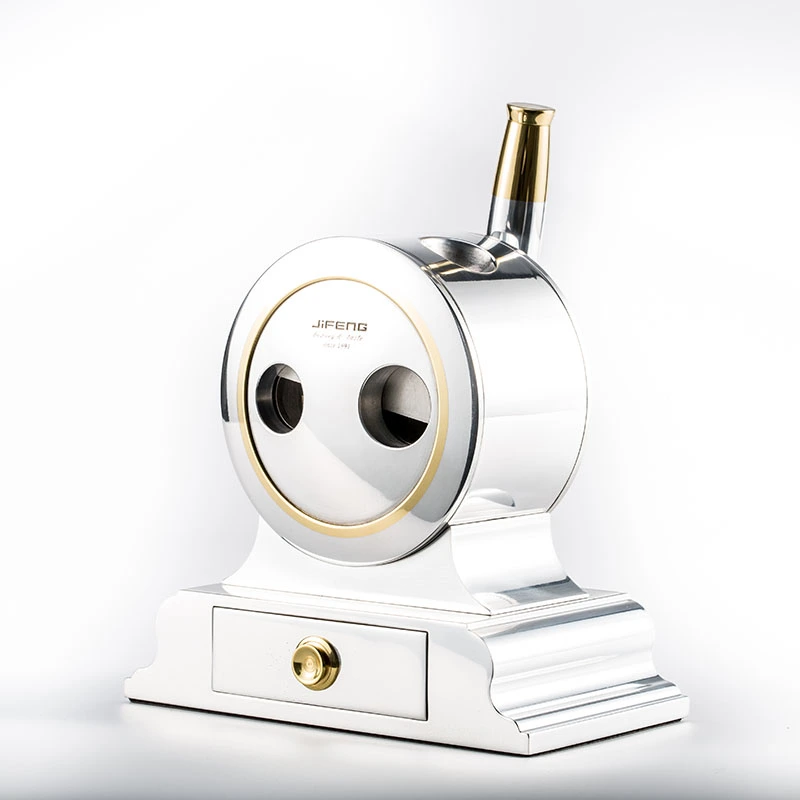 Luxury multifunctional aluminium metal table top cigar cutter with 4 size cutters