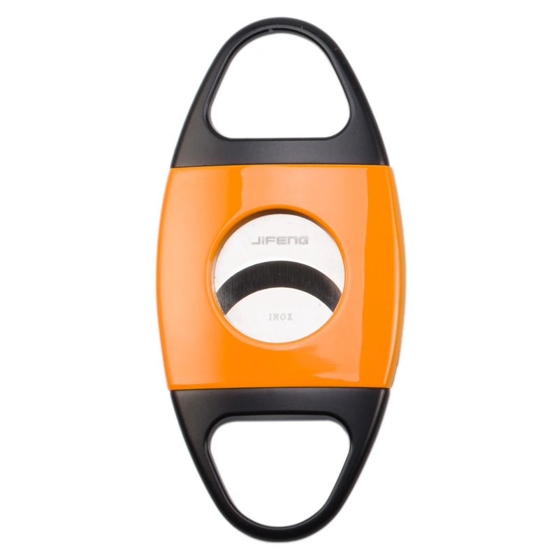 orange  high quality sharp customized logo metal stainless steel blades portable cigar cutter