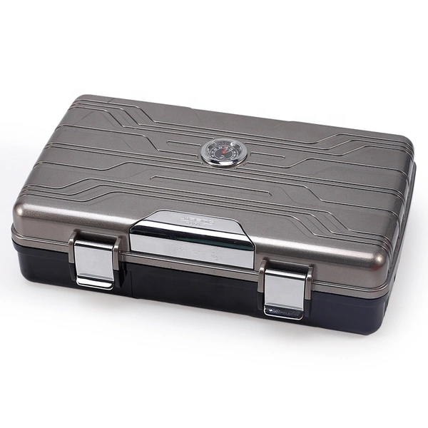  shiny portable travel cigar humidor case with hygrometer and humidifier for 10 cigars