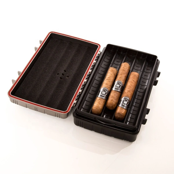 portable travel cigar humidor case with hygrometer and humidifier for 10 cigars