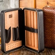 custom travel leather cedar wood cigar case for 4 cigars