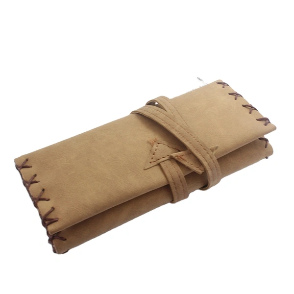 Roll up tobacco pouch in soft leather designed for pipe and 