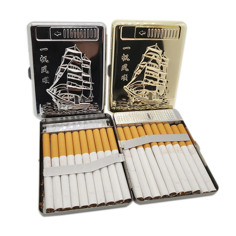 Cigarette Case USB Lighter aluminum For Man Black plated Green Oem Customized Box Craft Logo