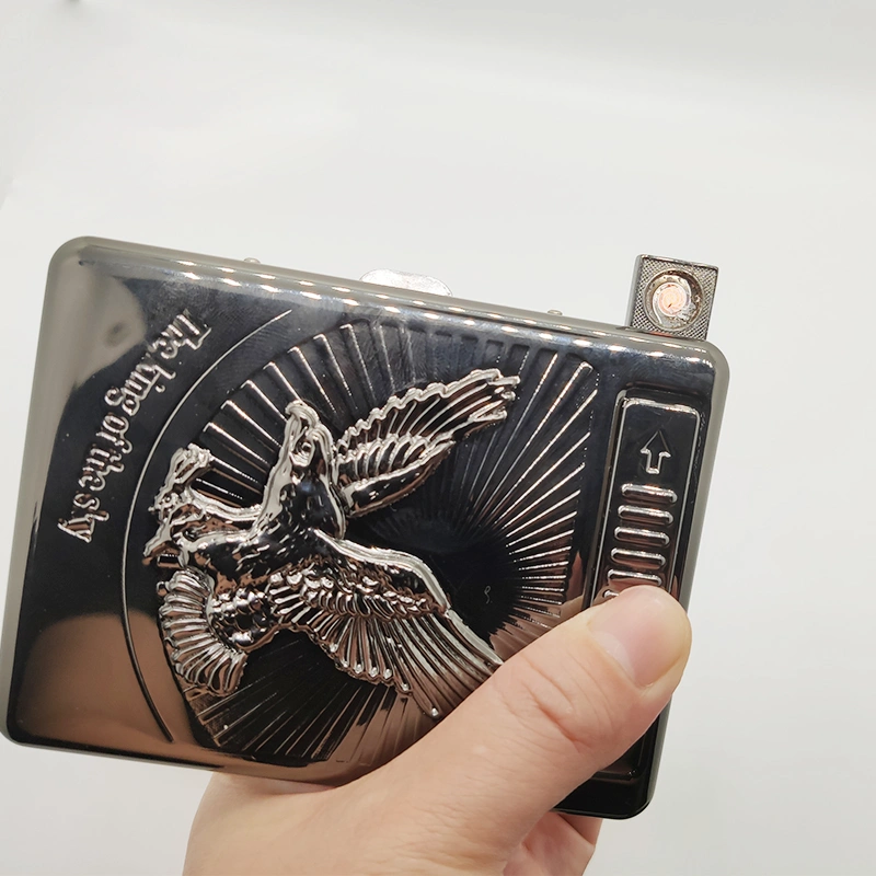 Cigarette Case USB Lighter aluminum For Man Black plated Green Oem Customized Box Craft Logo