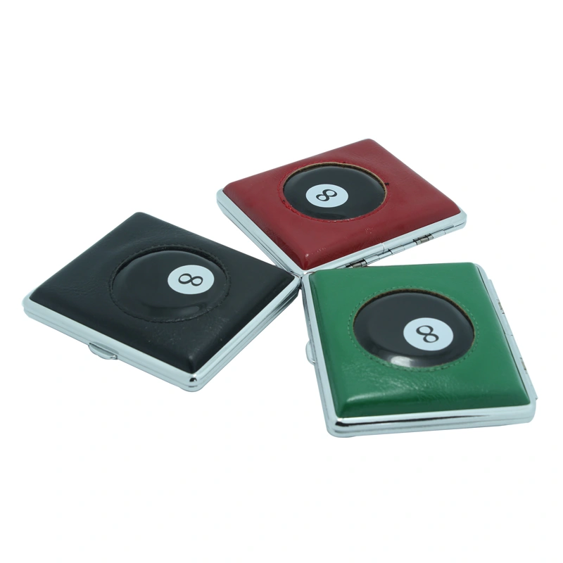 Snooker Black 8 design cigarette case holder box metal frame with special PU 