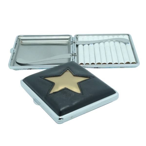 Star stich  pu cigarette holder metal cigarette box case