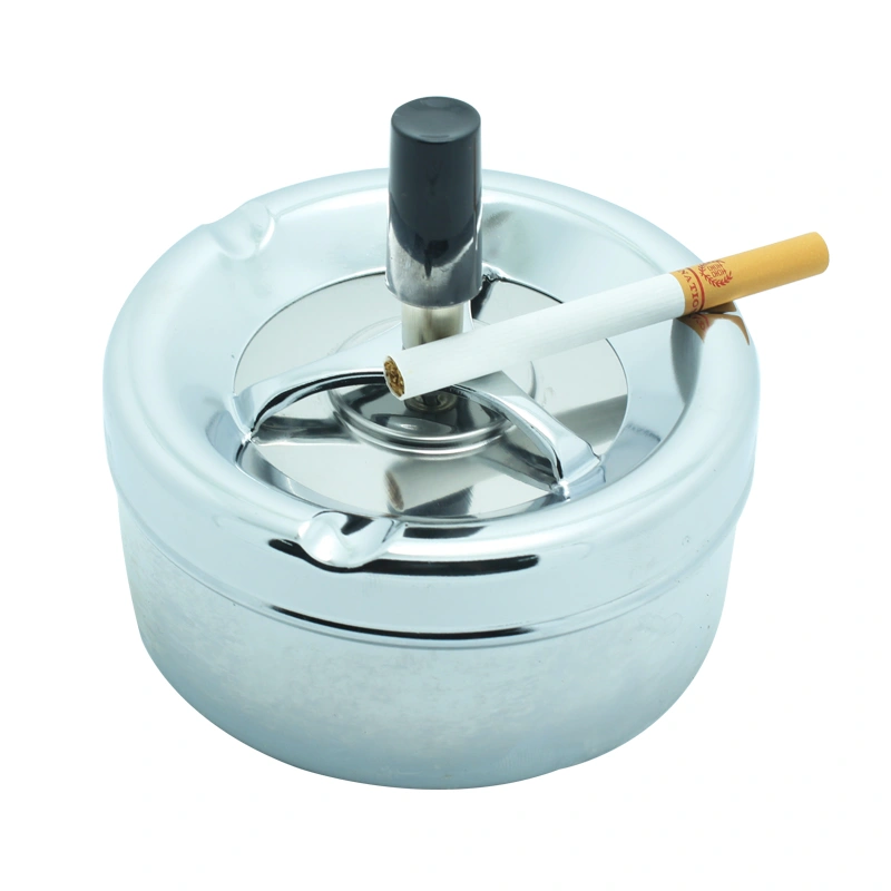 Round stainless steel plating metal spinning ashtray 