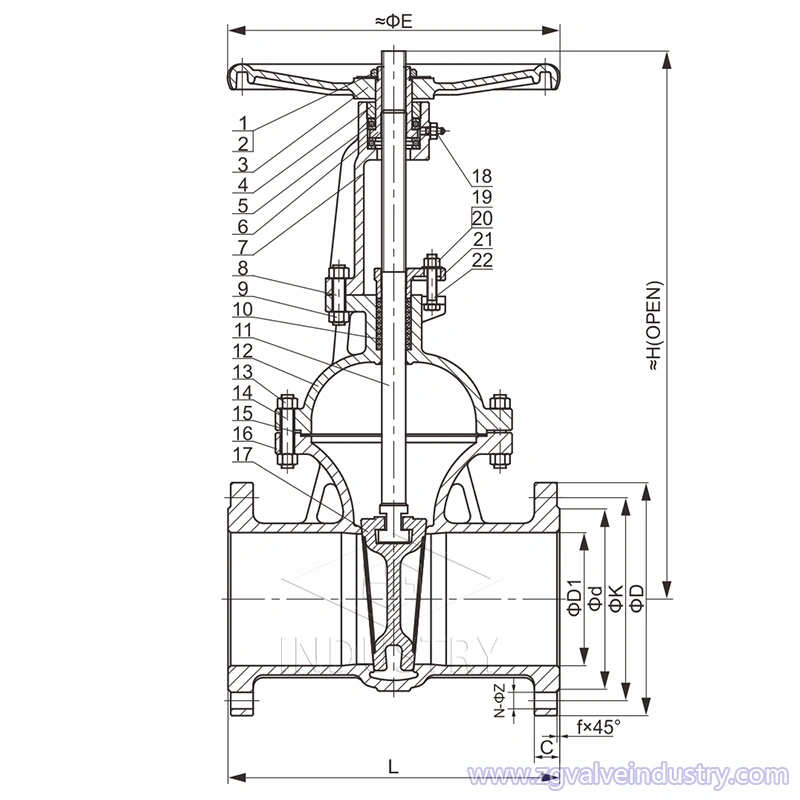 jis 10k/20k kołnierz wznoszący się zasuwa z trzpieniem——zawór zg 