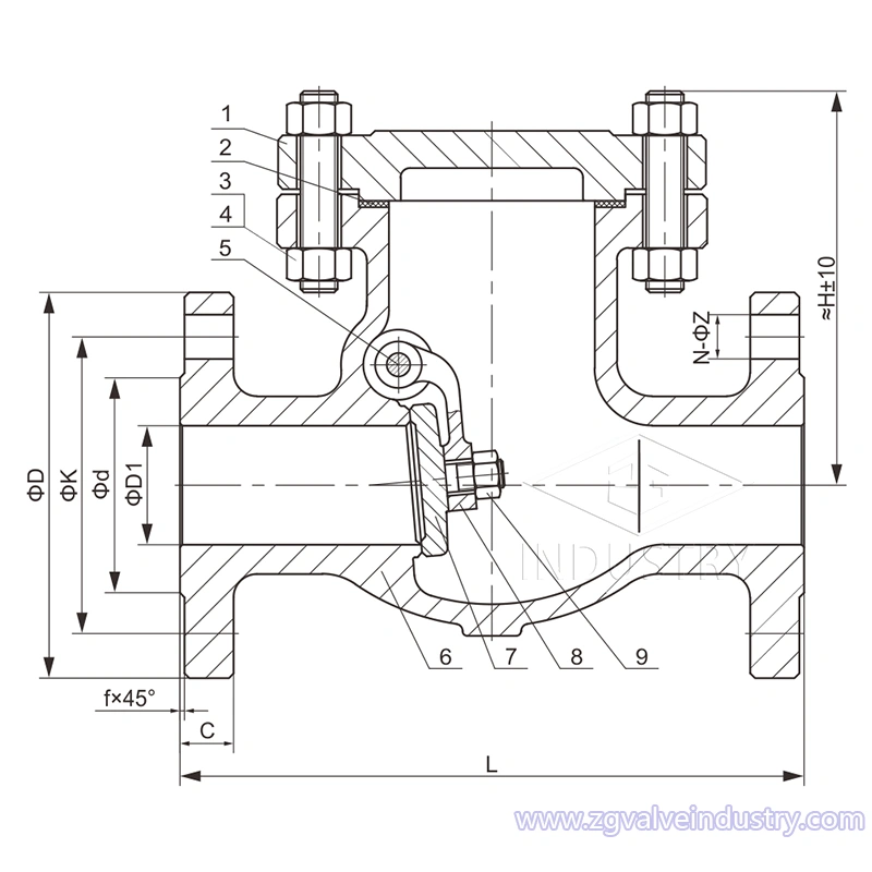 ansi cl150-cl600 lengő visszacsapó szelep wcb/ss zg szelepről 