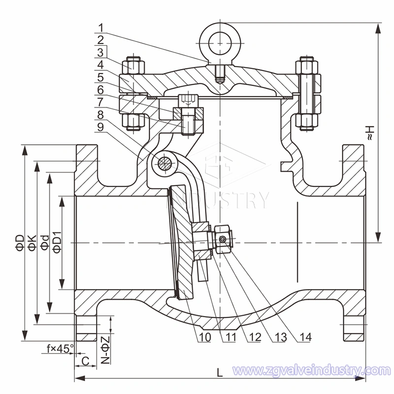 ansi cl150-cl600 lengő visszacsapó szelep wcb/ss zg szelepről 