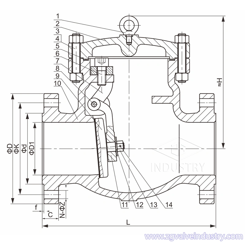ansi cl150-cl600 lengő visszacsapó szelep wcb/ss zg szelepről 
