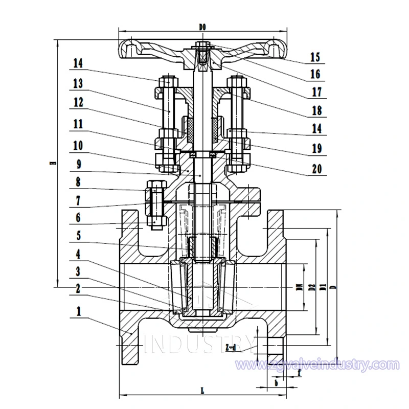 bs pn10/pn16 katup gerbang batang non-naik dari katup zg 