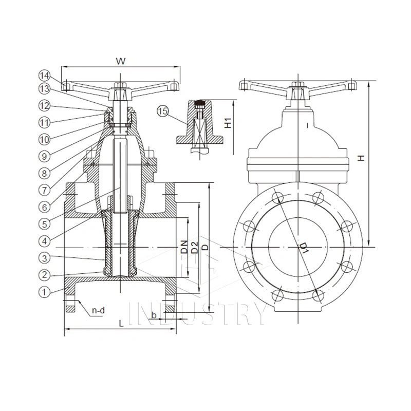 din3352 f4/en1171 niewznoszący trzpień sprężysty zasuwa z gniazdem——zawór zg 