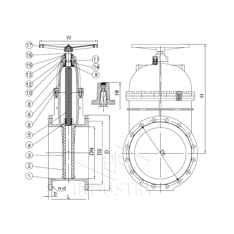 din3352 / en1171 dn350-3200 صمام بوابة مرن كبير الحجم - صمام ZG 