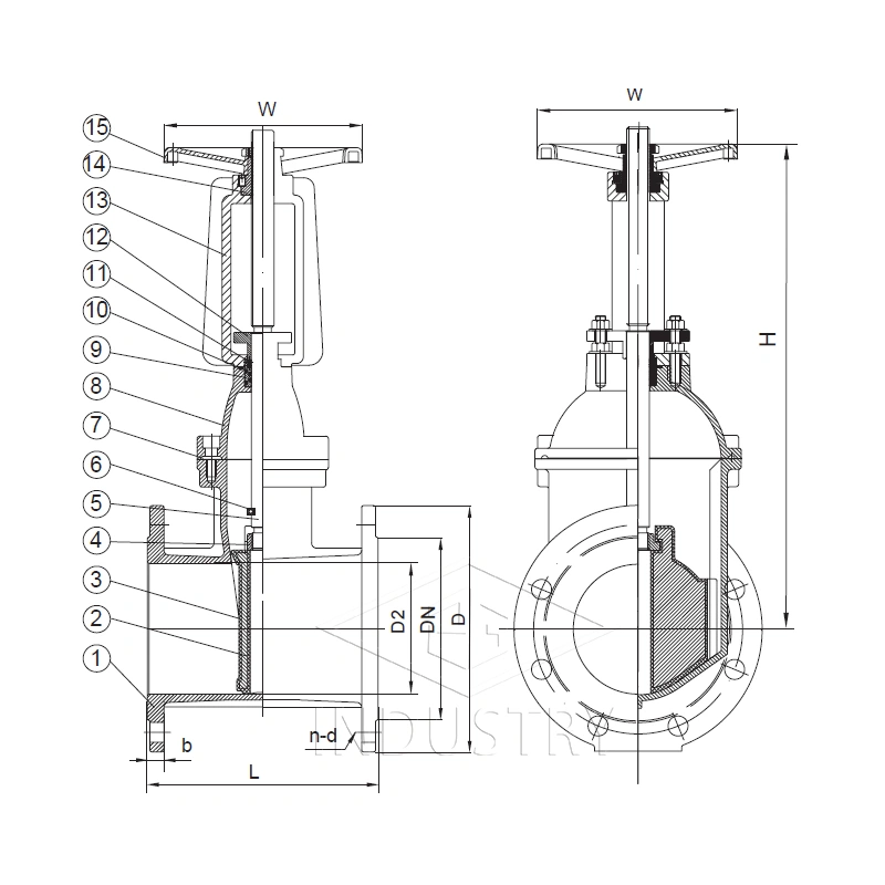 bs5163/it 1171 pn10/pn16 valvola a saracinesca con sede resiliente a stelo saliente——valvola zg 