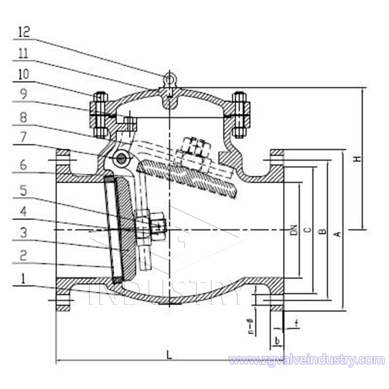 Zawór zwrotny klapowy ze staliwa api z zaworu zg 