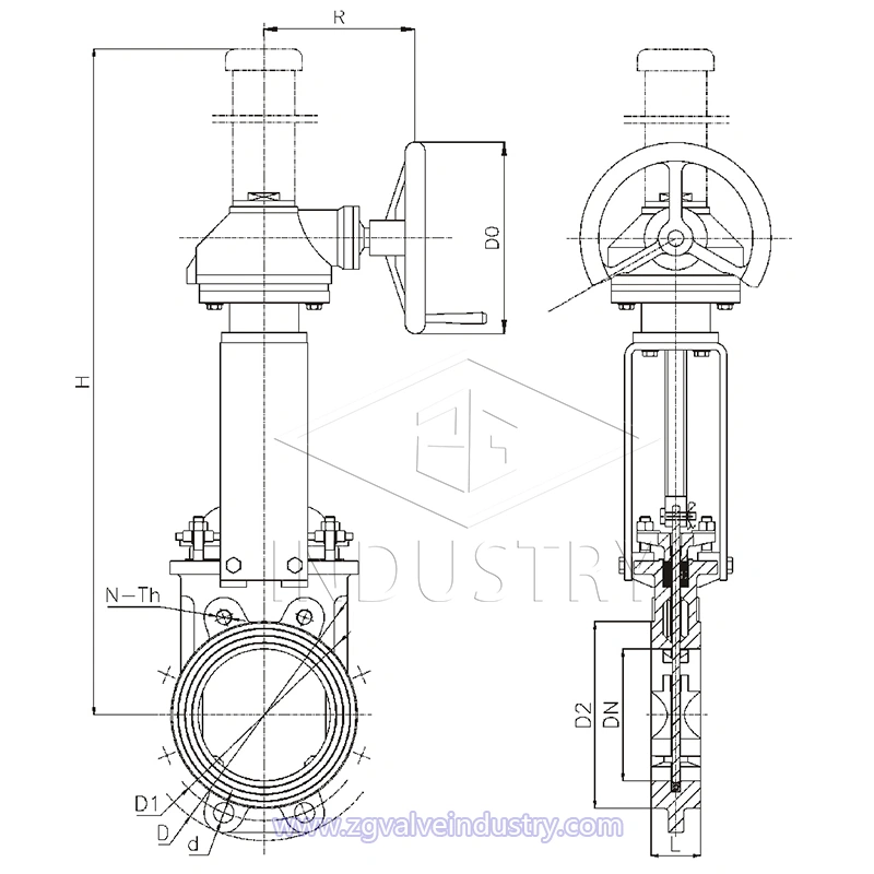 Bevel Gear Knife Gate Valve from ZG VALVE