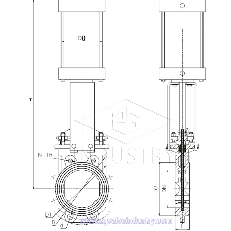 zasuwa nożowa pneumatyczna z zaworu zg 